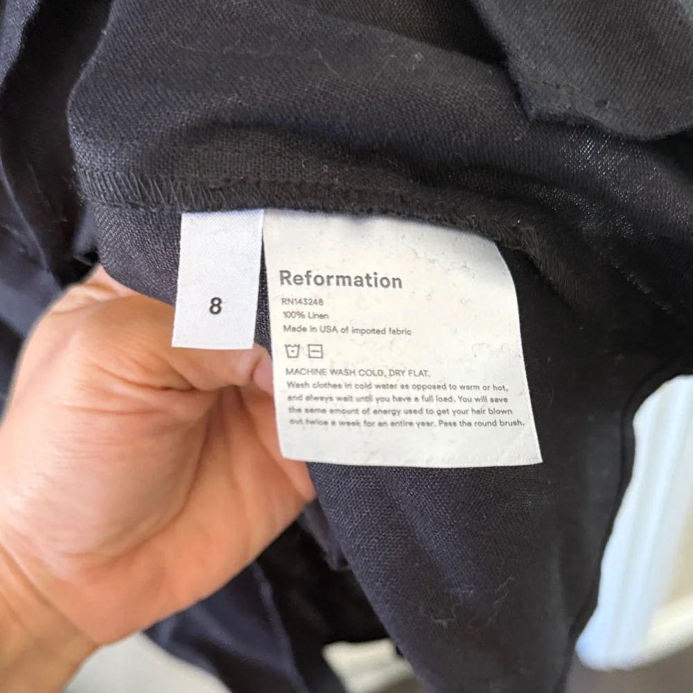 Reformation Black Linen Midi Dress - Picture 5 of 10